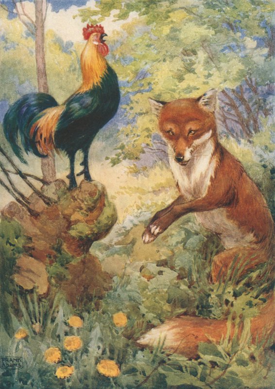 Chanticleer e Dan Russell, dos contos de Canterbury por Geoffrey Chaucer de Frank Adams