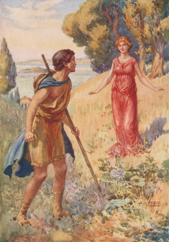 Lycius Meets Lamia, de Lamia por John Keats de Frank Adams
