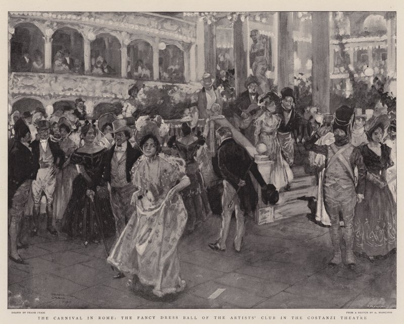 O Carnaval de Roma, o Baile do Clube dos Artistas no Teatro Costanzi de Frank Craig