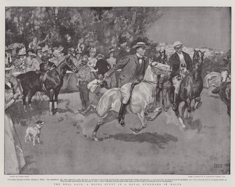 A corrida das bonecas, um novo evento em uma gincana naval em Malta de Frank Craig