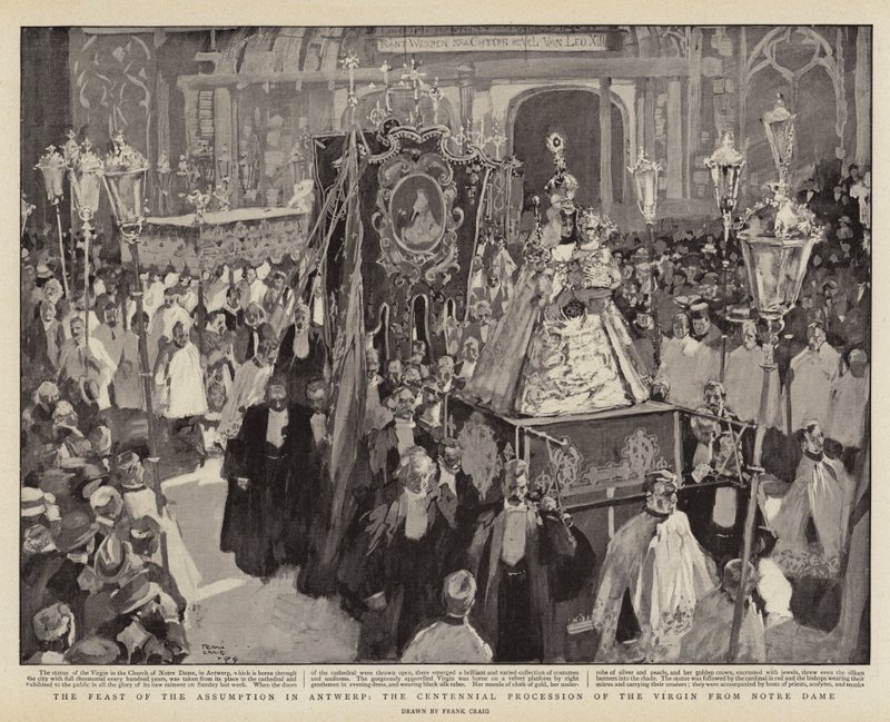 A Festa da Assunção em Antuérpia, a Procissão do Centenário da Virgem de Notre Dame de Frank Craig