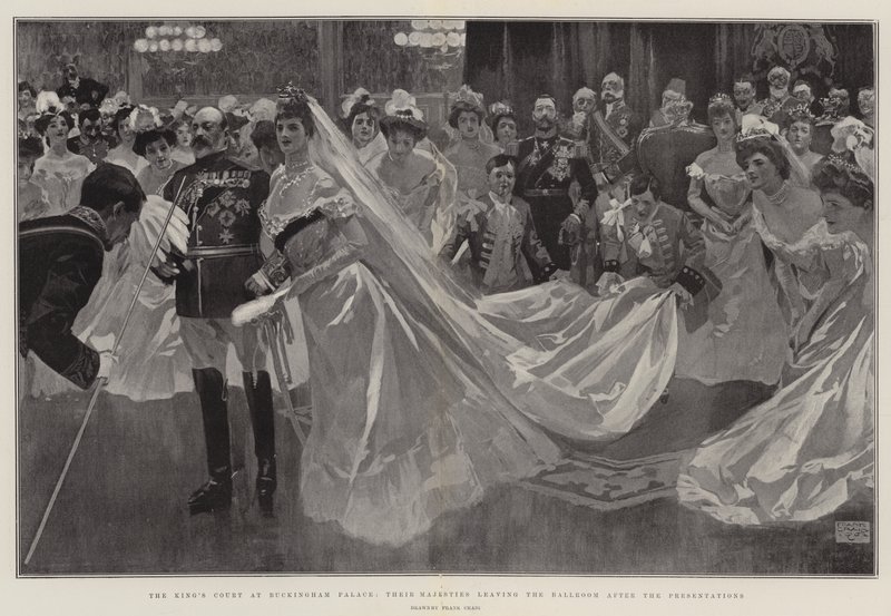 Corte do Rei no Palácio de Buckingham, Suas Majestades saindo do Salão de Baile após as Apresentações de Frank Craig