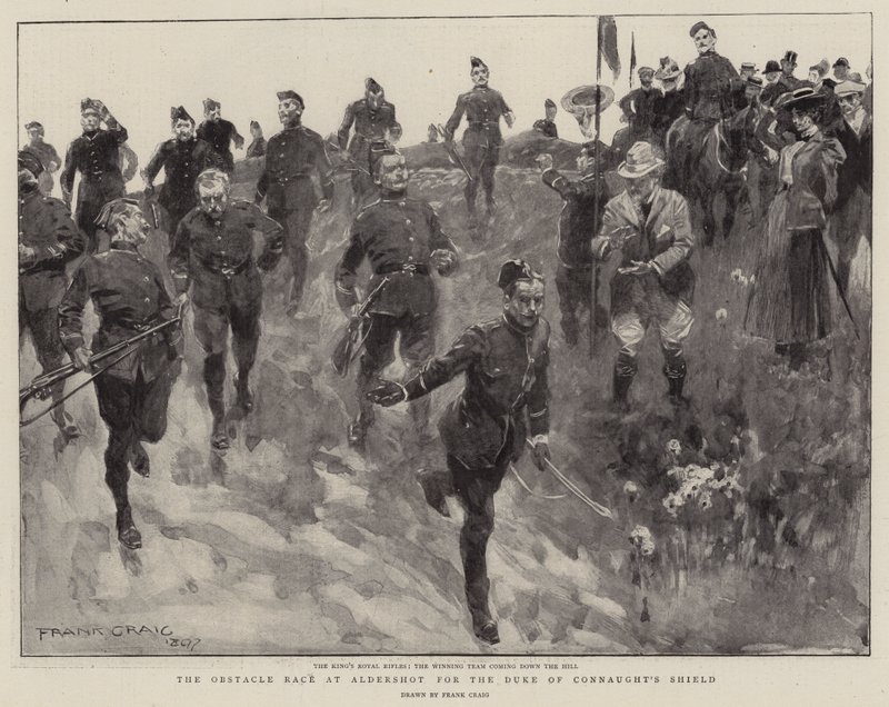 A Corrida de Obstáculos em Aldershot pelo Escudo do Duque de Connaught de Frank Craig