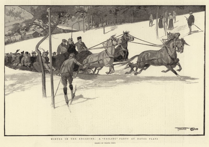 Inverno no Engadine, um Tailing Party em Davos Platz de Frank Craig