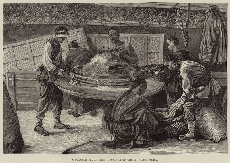 Um moinho de farinha chinês, província de Chi-Li, norte da China de Frank Dadd