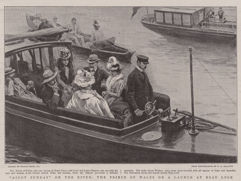 Ascot Sunday on the River, o Príncipe de Gales em um lançamento no Bray Lock de Frank Dadd