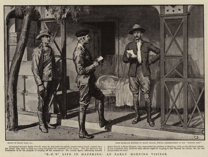A vida da BP em Mafeking, um visitante de manhã cedo de Frank Dadd