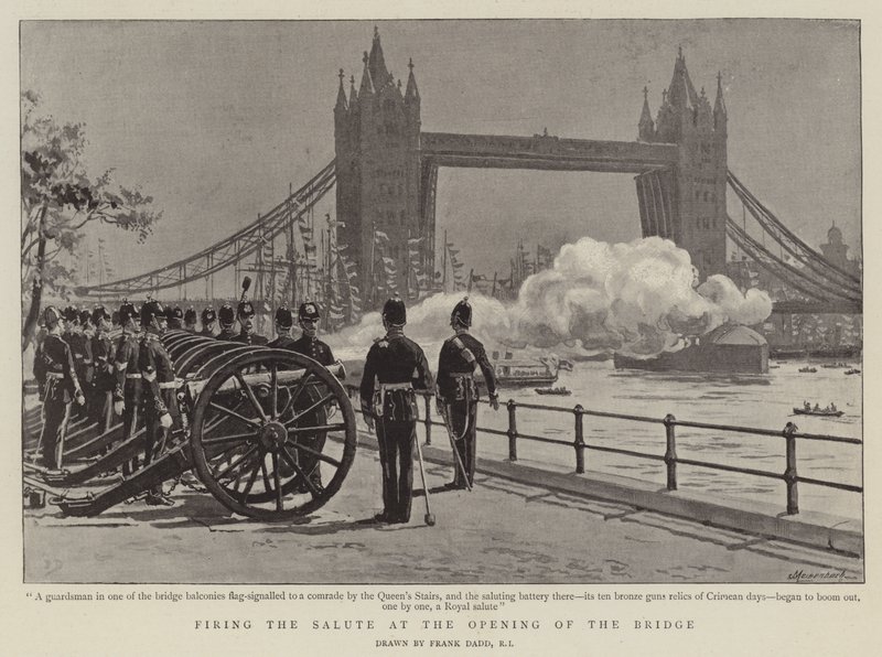 Disparando a saudação na abertura da ponte de Frank Dadd