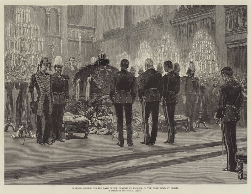 Serviço funerário para o falecido príncipe Charles da Prússia, na Domkirche, em Berlim de Frank Dadd