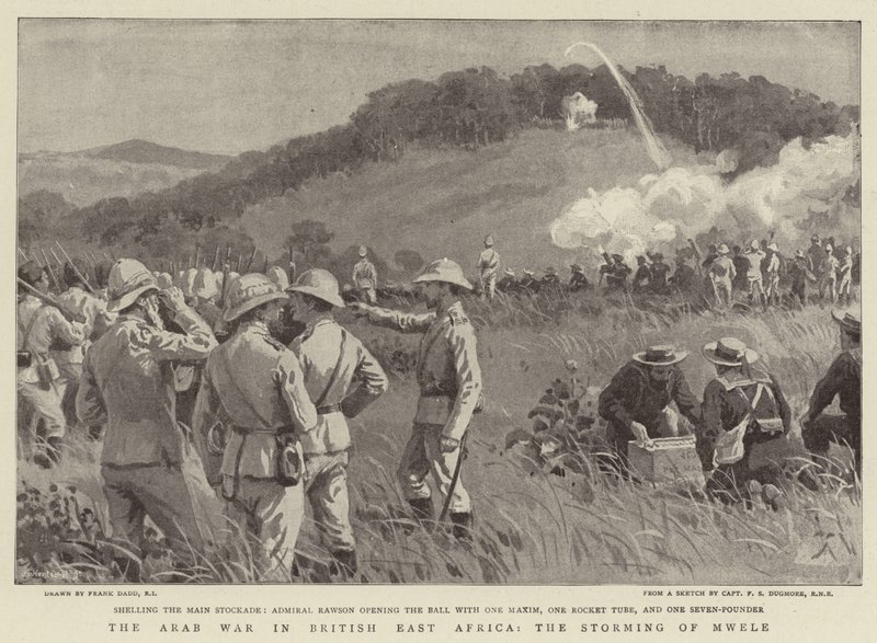A guerra árabe na África Oriental britânica, o assalto de Mwele de Frank Dadd