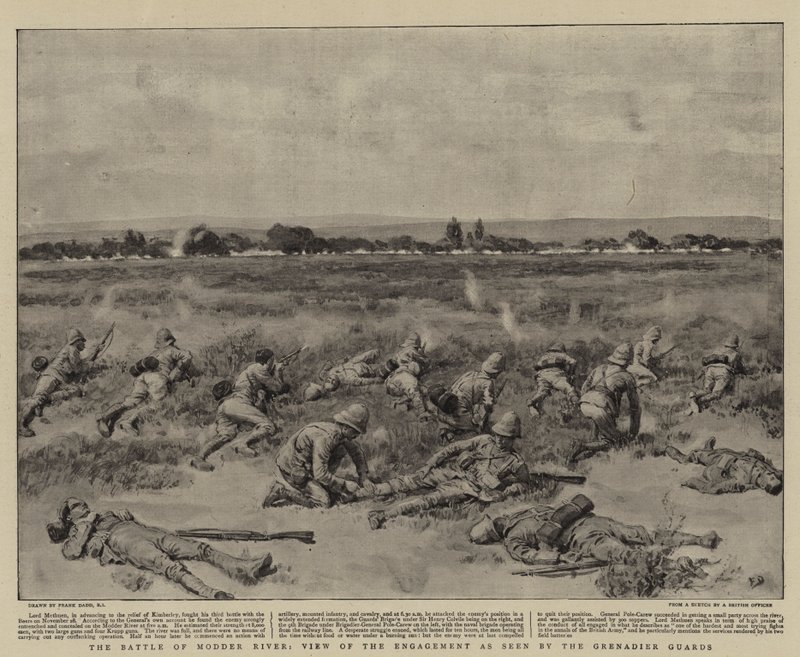 A batalha do rio Modder, vista do noivado como visto pelos guardas do granadeiro de Frank Dadd