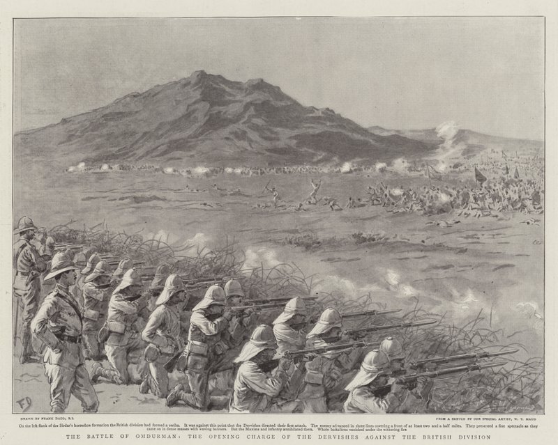 A Batalha de Omdurman, a Carga de Abertura dos Dervixes contra a Divisão Britânica de Frank Dadd