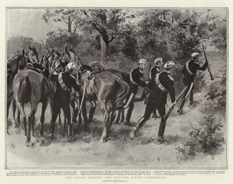 O Encontro de Bisley, a Competição de Escoteiros Montados de Frank Dadd