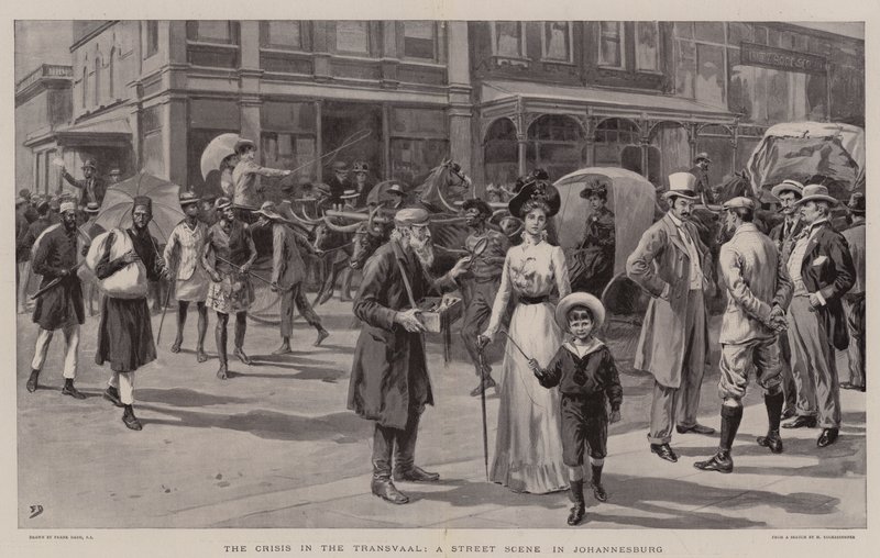 A crise no Transvaal, uma cena de rua em Joanesburgo de Frank Dadd