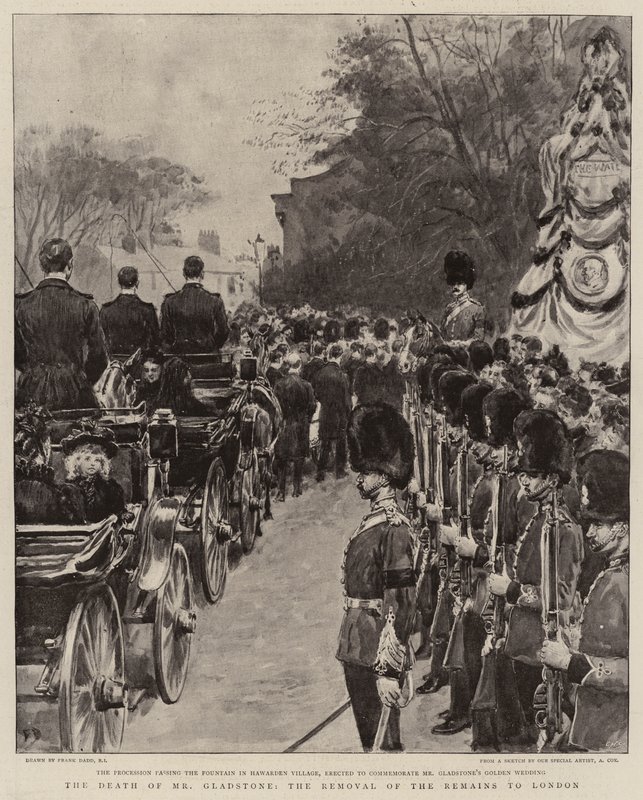 A morte do Sr. Gladstone, a remoção dos restos mortais para Londres de Frank Dadd