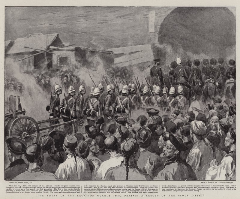 A entrada dos guardas da legação em Pequim, um resultado do golpe de Estado de Frank Dadd