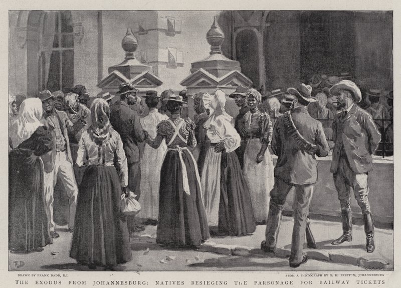 O Êxodo de Joanesburgo, Nativos sitiando a Paróquia para passagens de trem de Frank Dadd