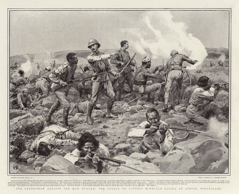 A Expedição contra o Mullah Louco, o Ataque ao Zariba do Capitão McNeill em Gebile, Somalilândia de Frank Dadd