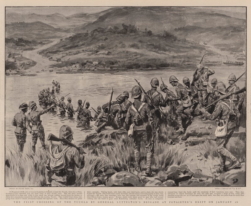 A Primeira Travessia do Tugela pela Brigada do General Lyttelton no Potgieter&39;s Drift em 16 de janeiro de Frank Dadd