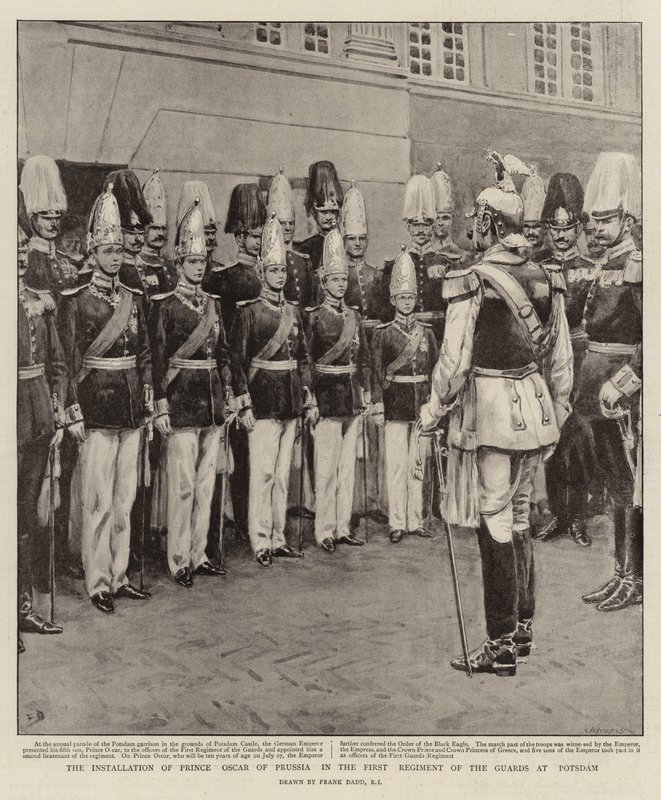 A instalação do Príncipe Oscar da Prússia no Primeiro Regimento da Guarda em Potsdam de Frank Dadd