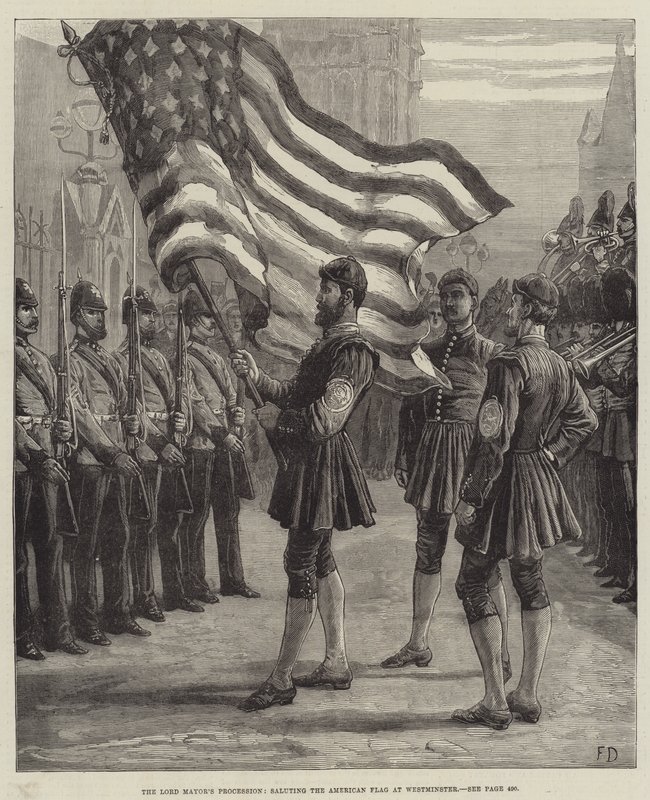 Procissão do Lord Mayor, saudando a bandeira americana em Westminster de Frank Dadd
