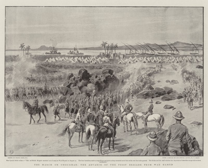 A Marcha de Omdurman, o Avanço da Primeira Brigada de Wad Hamed de Frank Dadd