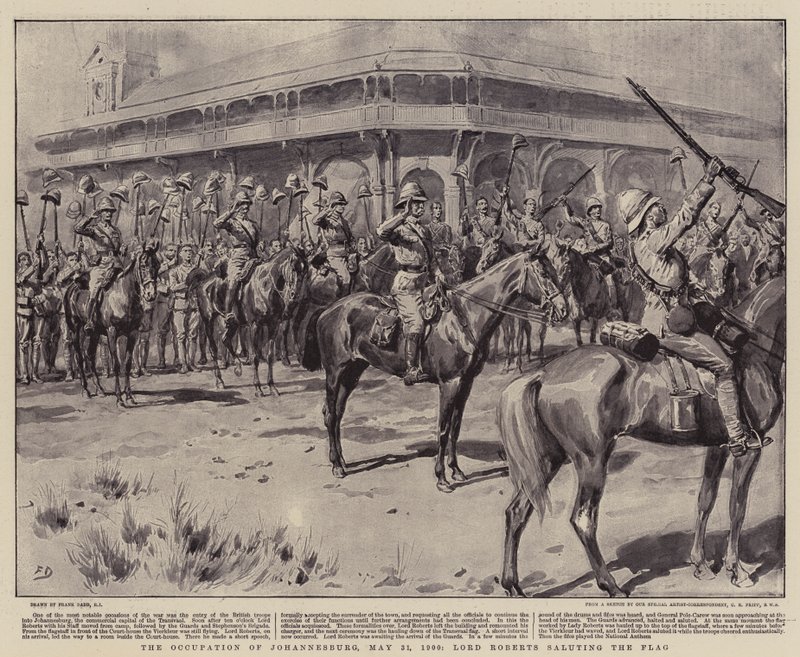 A Ocupação de Joanesburgo, 31 de maio de 1900, Lord Roberts saudando a bandeira de Frank Dadd