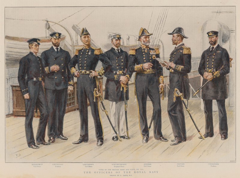 Os oficiais da Marinha Real (cromolito) de Frank Dadd