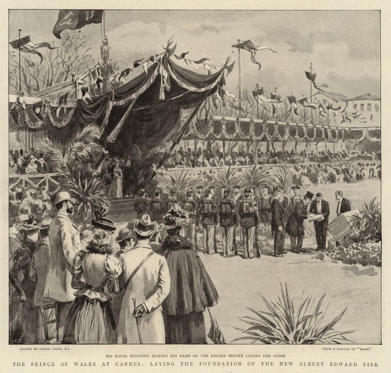 O Príncipe de Gales em Cannes, que estabelece a Fundação do New Albert Edward Pier de Frank Dadd