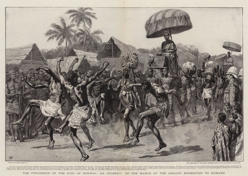 A Procissão do Rei de Bekwai, um Incidente da Marcha da Expedição Ashanti a Kumassi de Frank Dadd