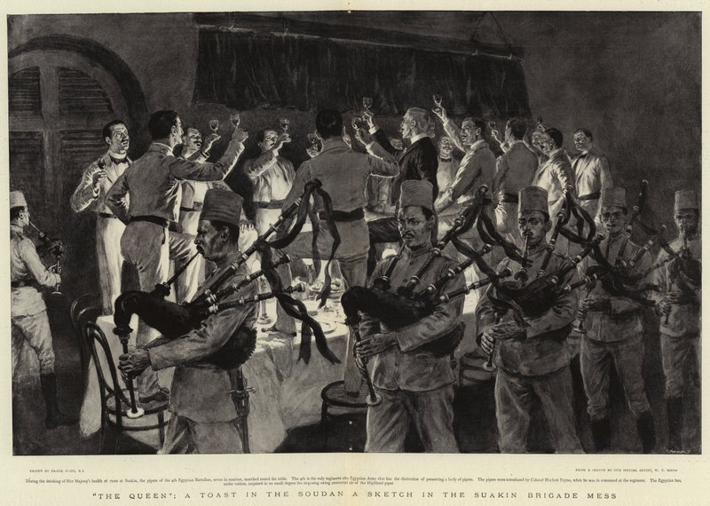 A Rainha, um Brinde no Sudão um Esboço na Bagunça da Brigada de Suakin de Frank Dadd