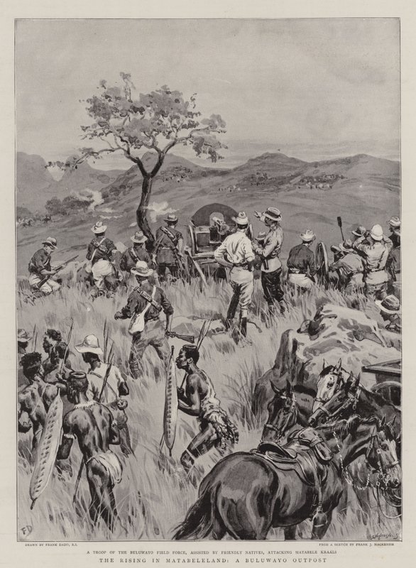 A ascensão em Matabeleland, um posto avançado de Buluwayo de Frank Dadd