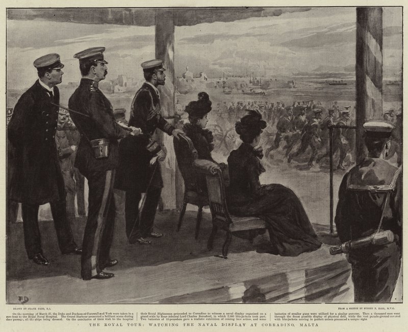 The Royal Tour, assistindo a exibição naval em Corradino, Malta de Frank Dadd