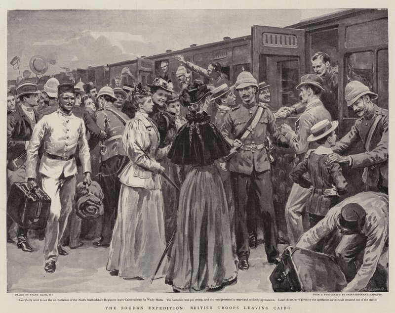A Expedição Soudan, Tropas Britânicas que deixam o Cairo de Frank Dadd