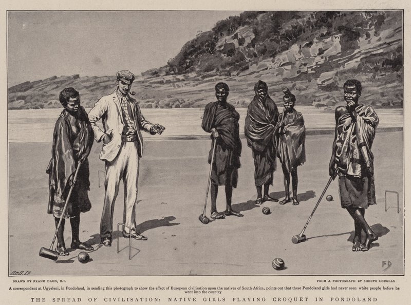 A propagação da civilização, meninas nativas que jogam Croquet em Pondoland de Frank Dadd