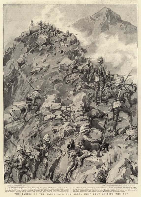 A tomada do Tanga Pass, o Royal West Kent ganhando o topo de Frank Dadd