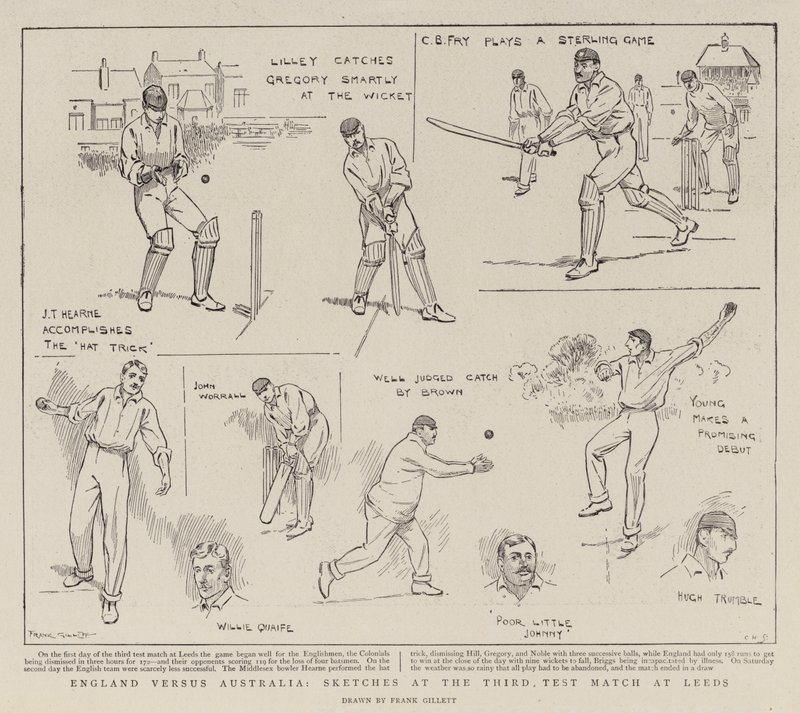 Inglaterra contra a Austrália, Sketches no terceiro jogo de teste em Leeds de Frank Gillett