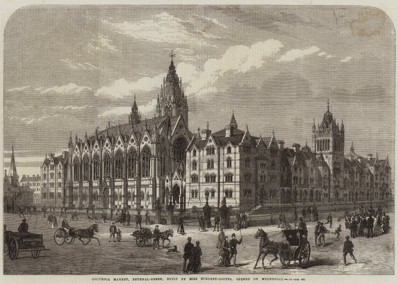 O Columbia Market, Bethnal-Green, construído por Miss Burdett-Coutts, abriu na quarta-feira de Frank Watkins
