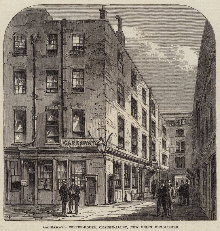 Coffee-House de Garraway, Beco de Mudança, agora sendo demolido de Frank Watkins