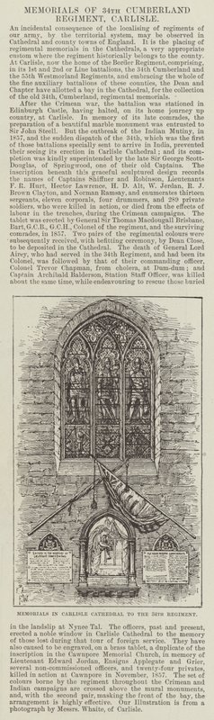 Memoriais na Catedral de Carlisle ao 34º Regimento de Frank Watkins