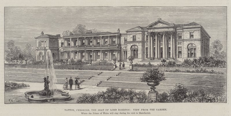 Tatton, Cheshire, a sede do senhor Egerton, vista do jardim de Frank Watkins