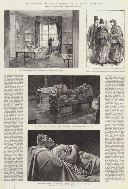 A morte do imperador alemão, William I, rei da Prússia de Frank Watkins