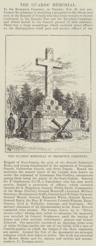 O memorial dos protetores no cemitério de Brompton de Frank Watkins