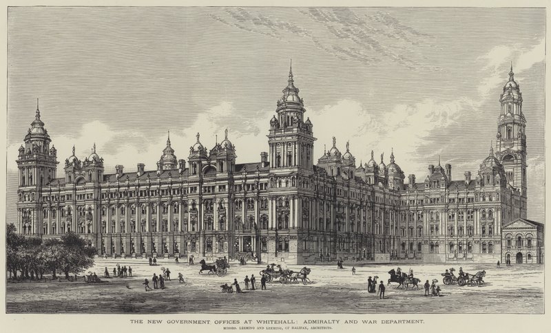 Os novos escritórios do governo em Whitehall, no Almirantado e no Departamento de Guerra de Frank Watkins