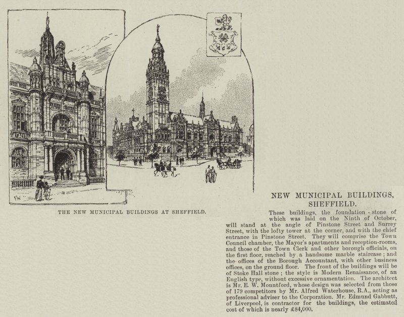 Os novos edifícios municipais em Sheffield de Frank Watkins