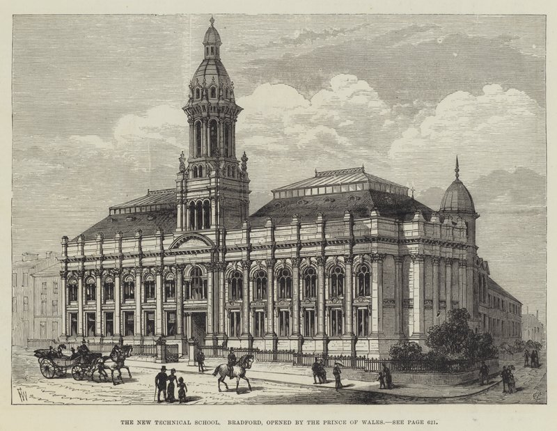A Nova Escola Técnica, Bradford, inaugurada pelo Príncipe de Gales de Frank Watkins