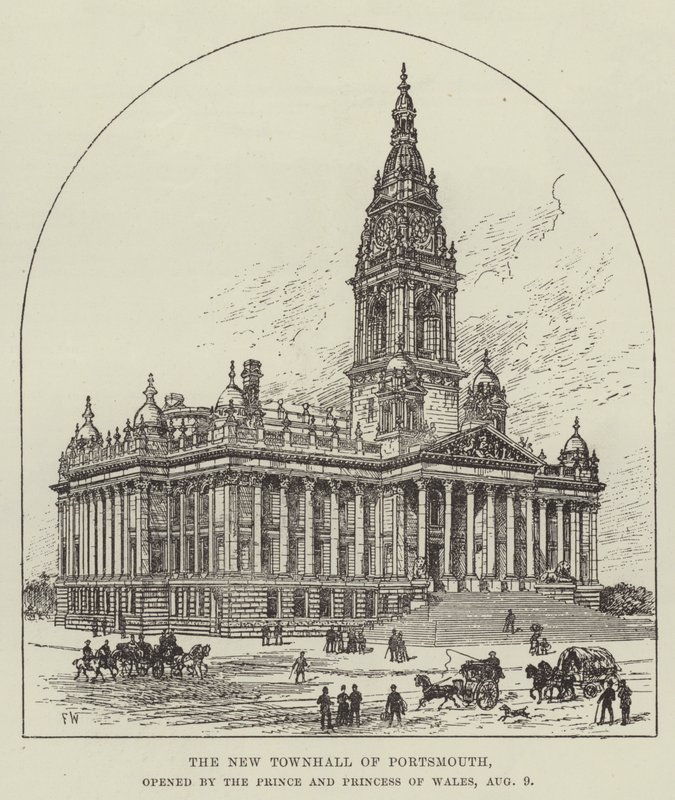 The New Townhall de Portsmouth, inaugurado pelo Príncipe e Princesa de Gales, 9 de agosto de Frank Watkins