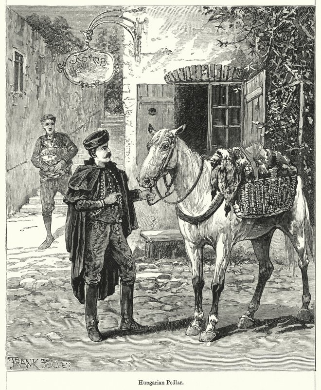 Pedlar húngaro (gravura) de Frank (after) Feller
