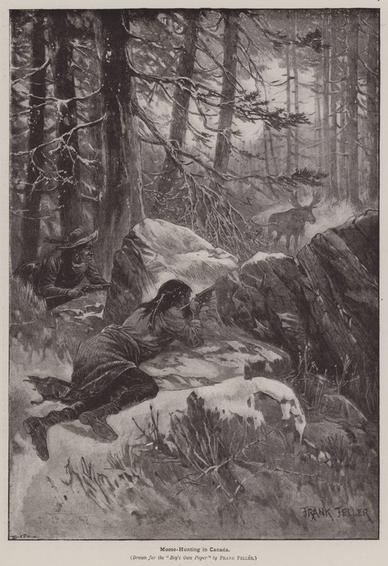 Caça ao Alce no Canadá (gravura) de Frank (after) Feller