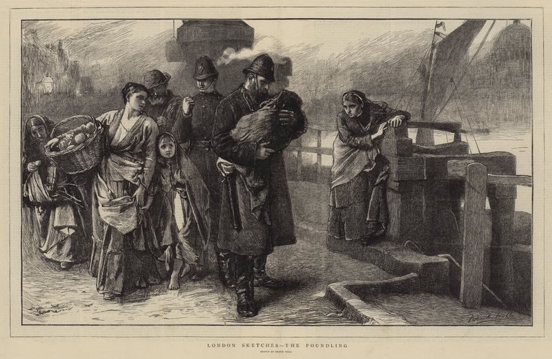 London Sketches, the Foundling (gravura) de Frank (after) Holl